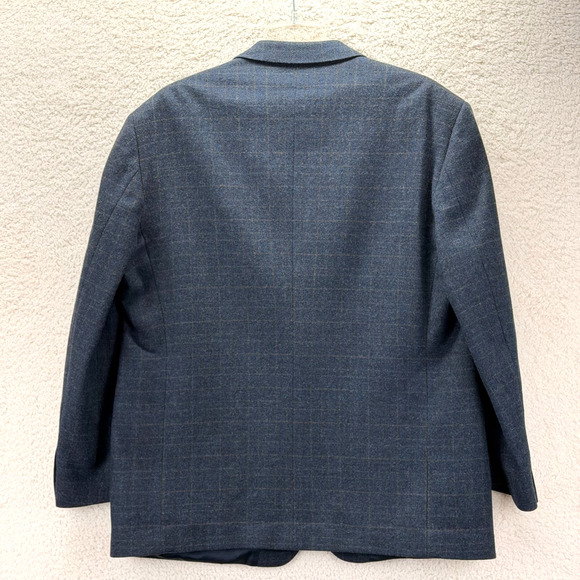 Pronto Uomo Wool 2 Button Windowpane Plaid Blazer Men Sz 46 Short Sport Ventless - Picture 2 of 12